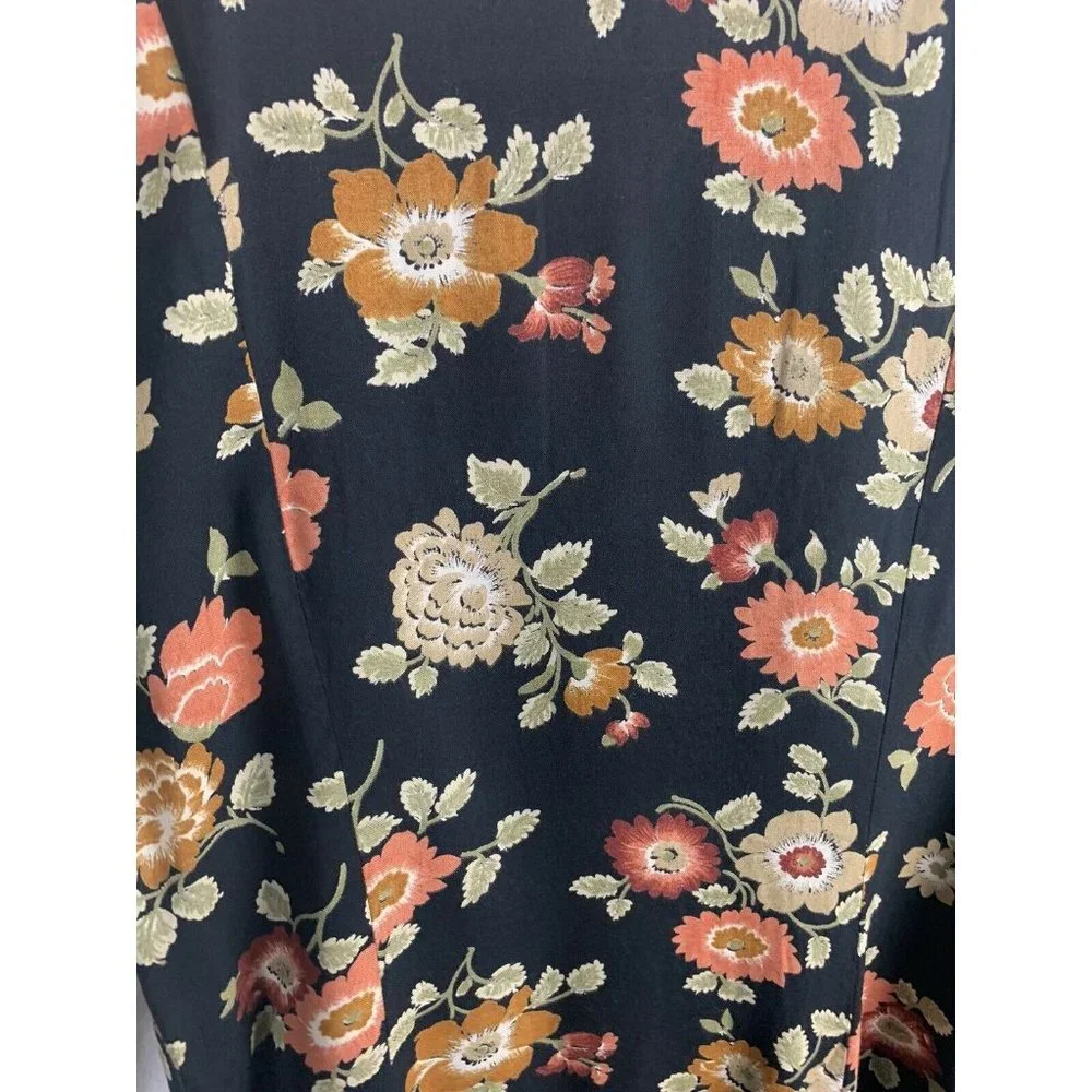 VINTAGE Matter of Degrees Women PS Black Floral Print Duster Kimono Top Cardigan - Picture 4 of 4